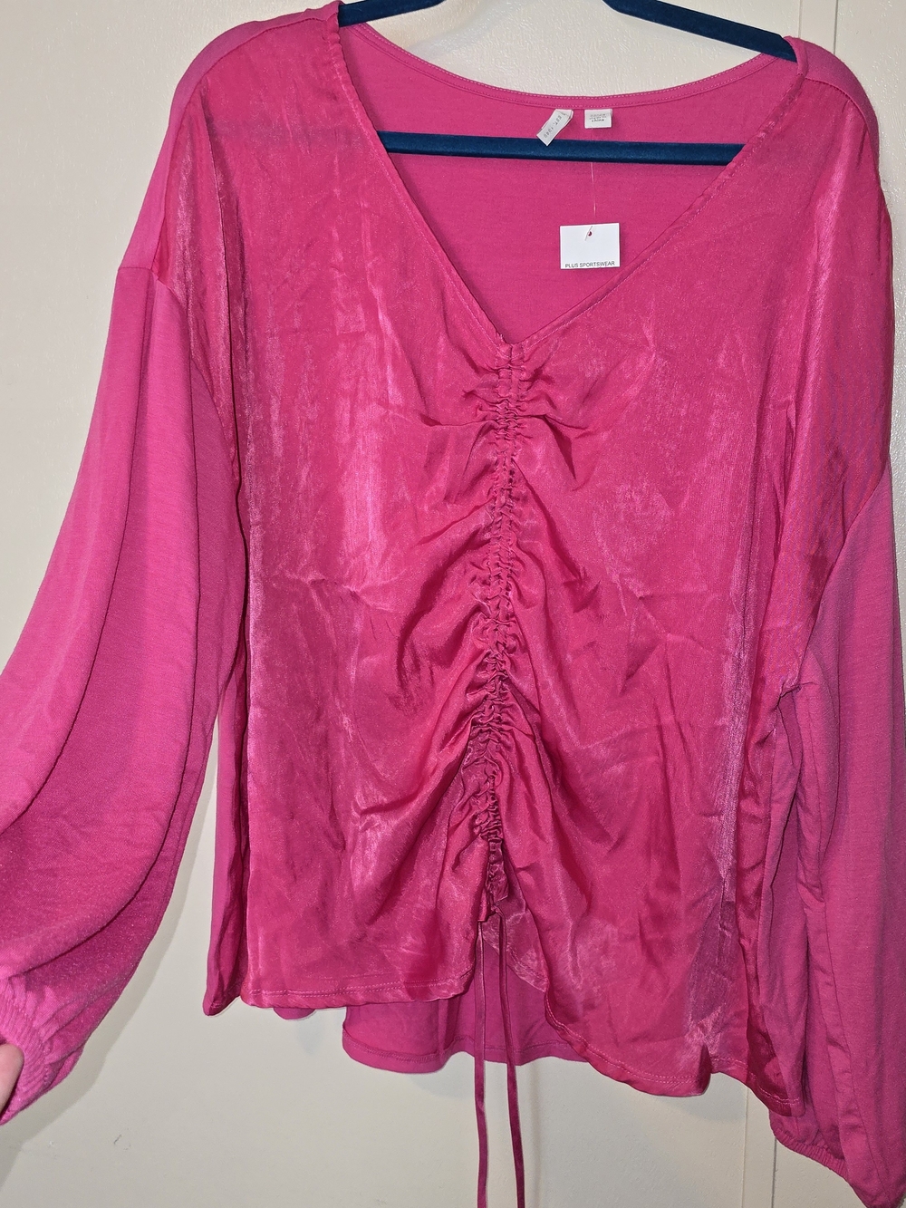 Cato Ruched Front Pink Plus Top